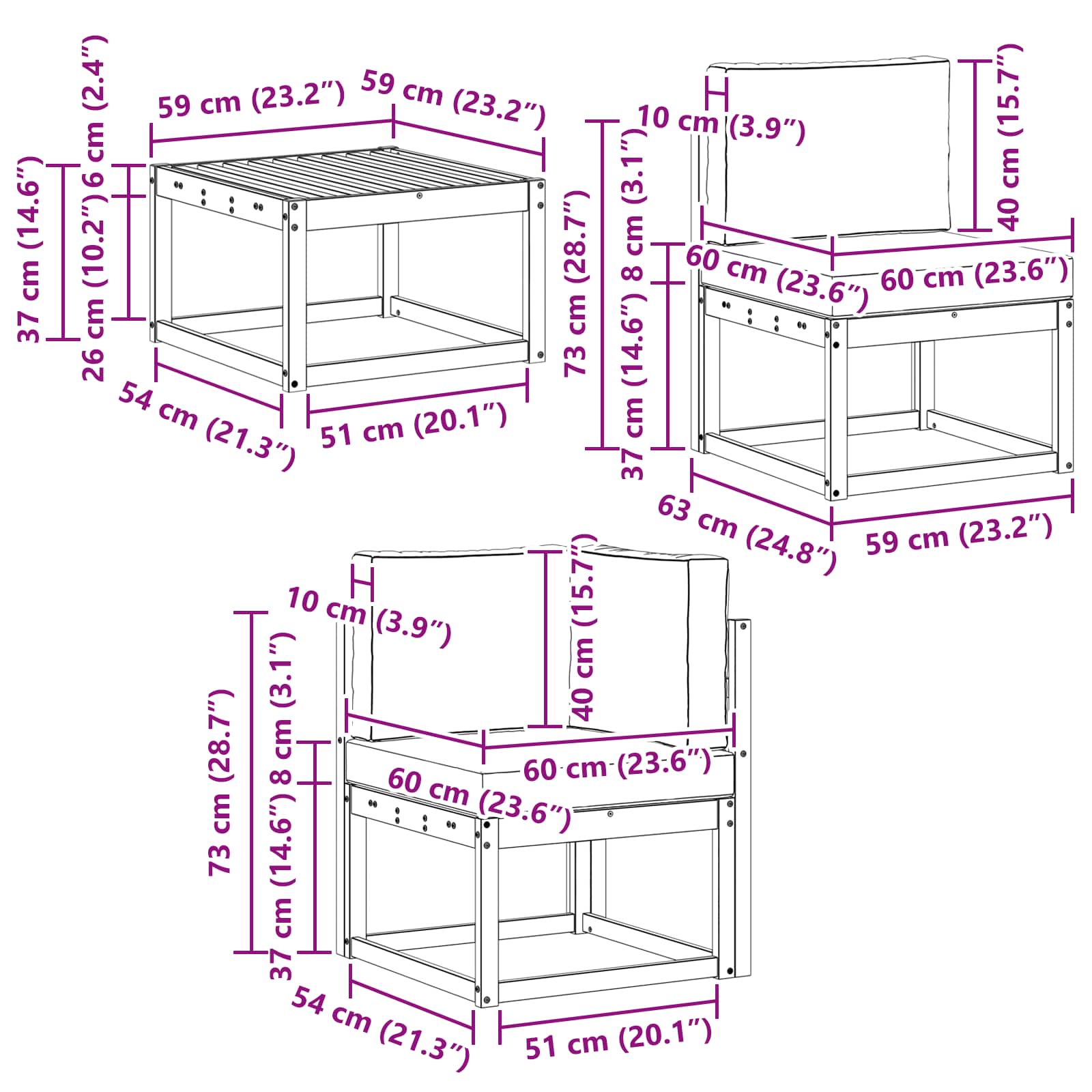 Σειρά Καναπέ Εξωτερικού 7 pcs Φυσικό και Ανοιχτό Γκρι - Pakobazaar