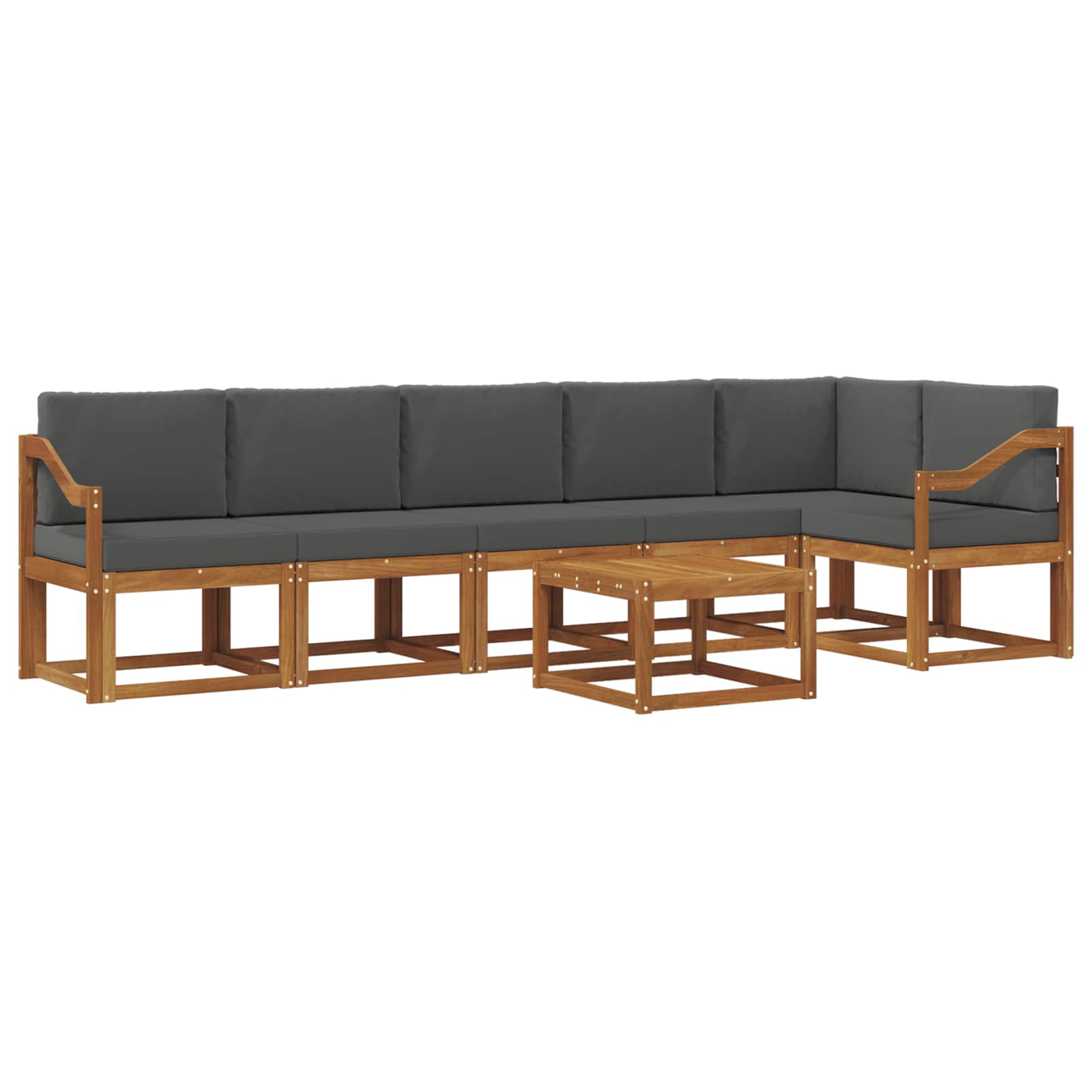 Σειρά Καναπέ Εξωτερικού με μαξιλάρι 7 pcs Φυσικό και Ανθρακί - Pakobazaar