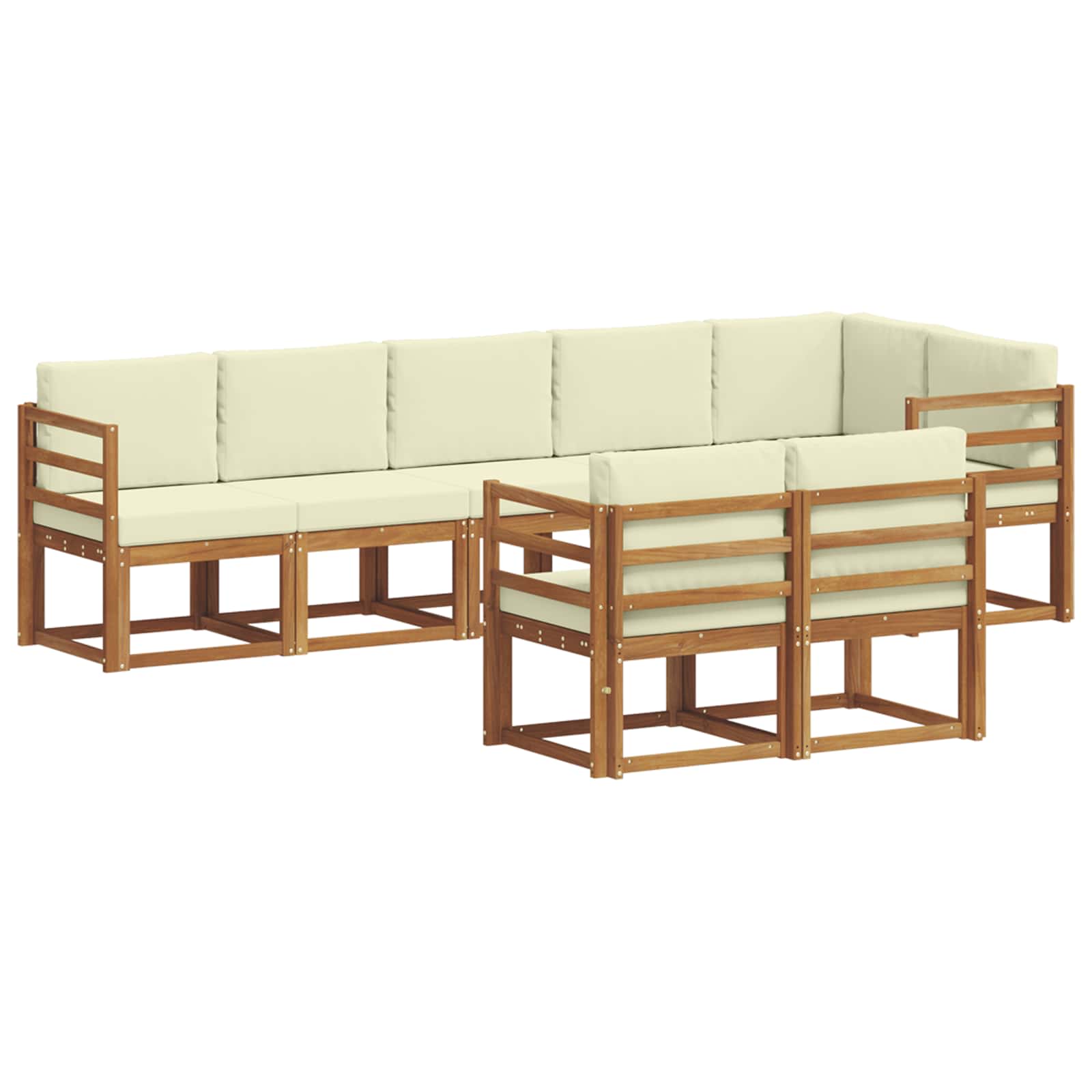 Σειρά Καναπέ Εξωτερικού με μαξιλάρι 8 pcs Φυσικό και Κρέμα - Pakobazaar