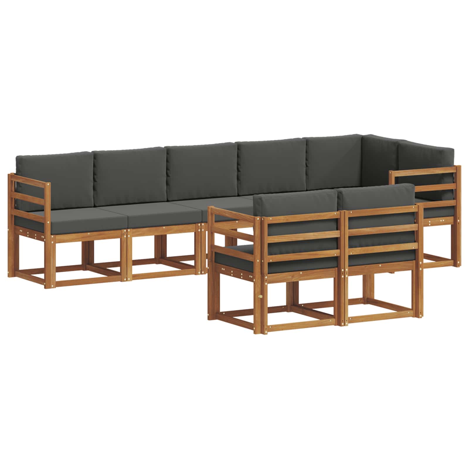 Σειρά Καναπέ Εξωτερικού με μαξιλάρι 8 pcs Φυσικό και Ανθρακί - Pakobazaar