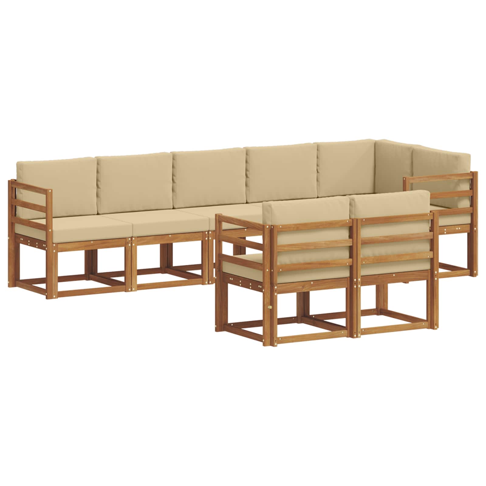 Σειρά Καναπέ Εξωτερικού με μαξιλάρι 8 pcs Φυσικό και Μπεζ - Pakobazaar