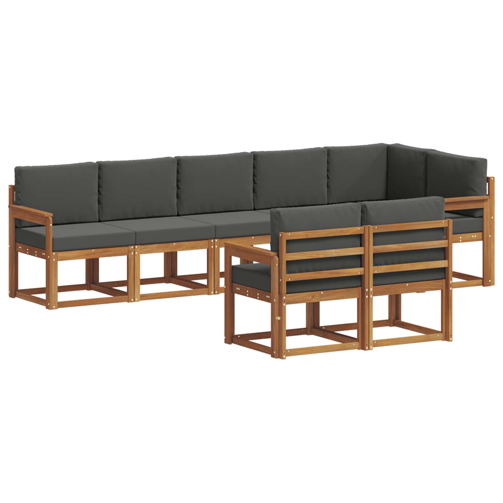 Σειρά Καναπέ Εξωτερικού με μαξιλάρι 8 pcs Φυσικό και Ανθρακί - Pakobazaar
