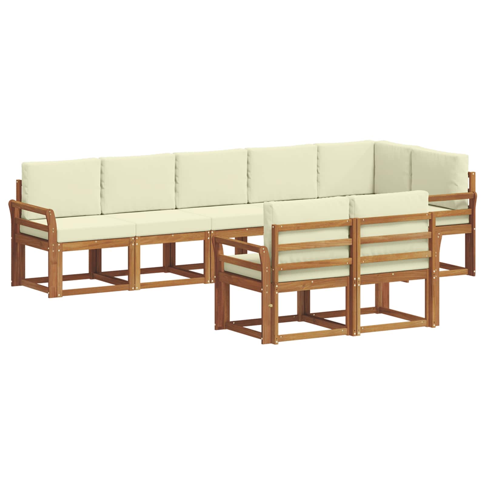 Σειρά Καναπέ Εξωτερικού με μαξιλάρι 8 pcs Φυσικό και Κρέμα - Pakobazaar