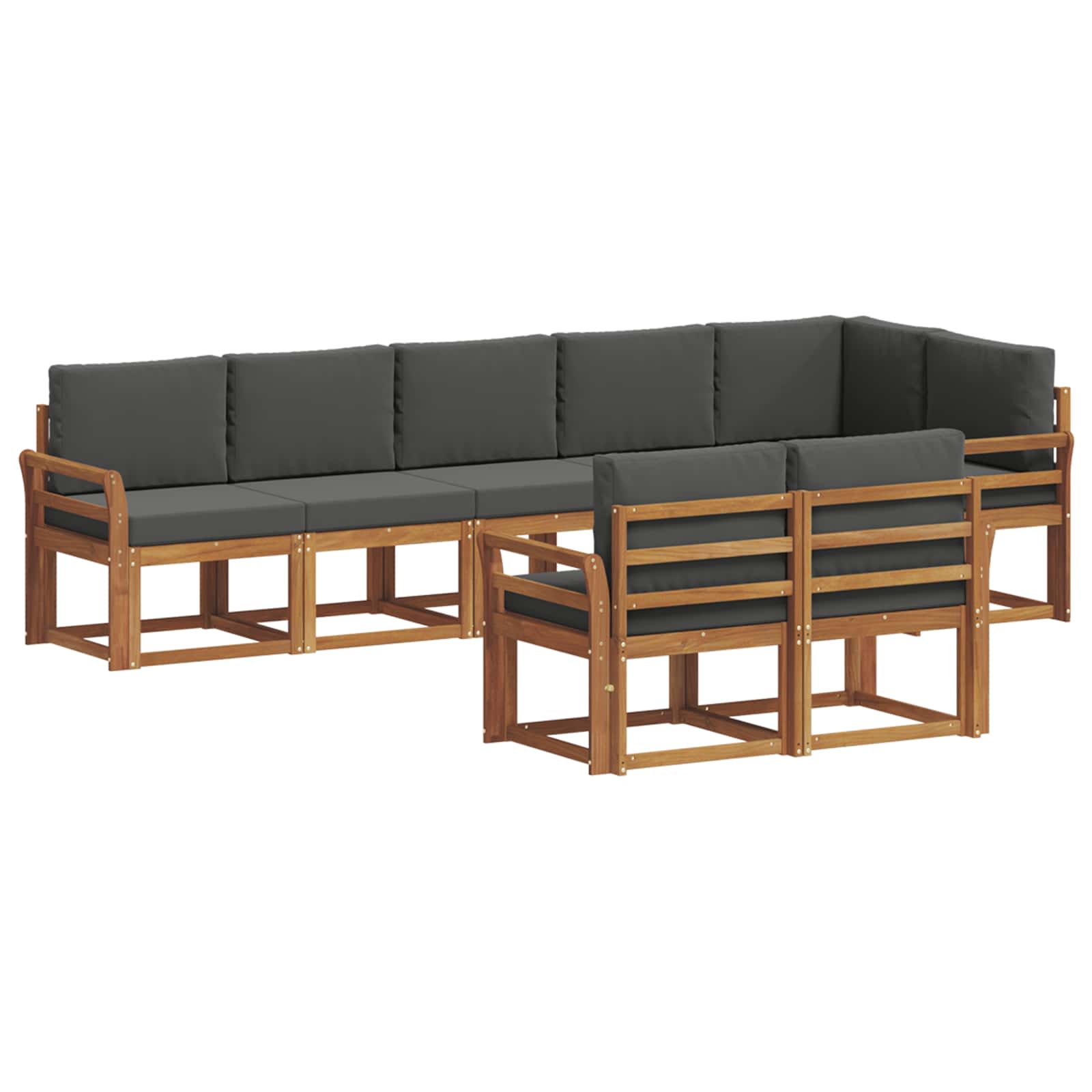 Σειρά Καναπέ Εξωτερικού με μαξιλάρι 8 pcs Φυσικό και Ανθρακί - Pakobazaar