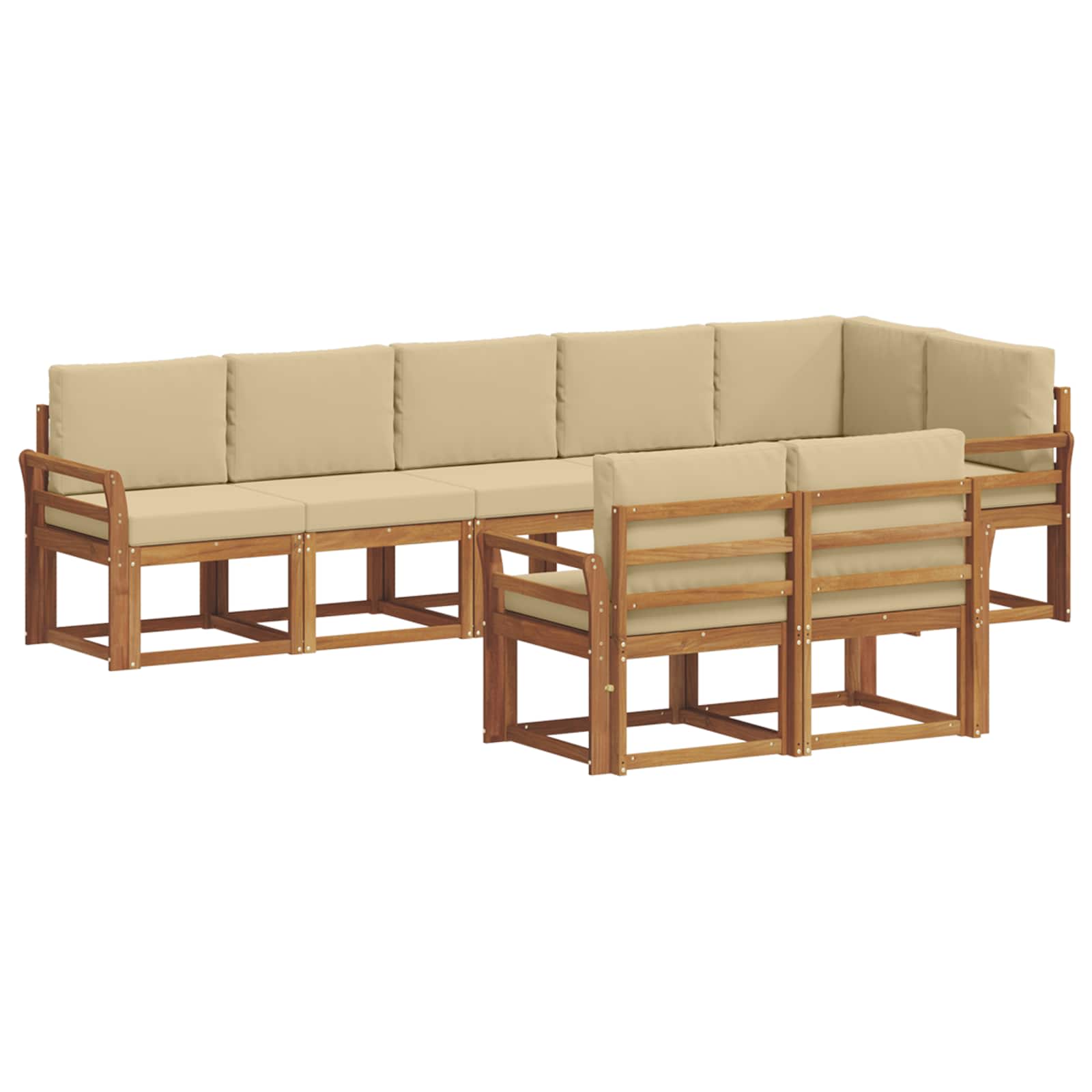 Σειρά Καναπέ Εξωτερικού με μαξιλάρι 8 pcs Φυσικό και Μπεζ - Pakobazaar