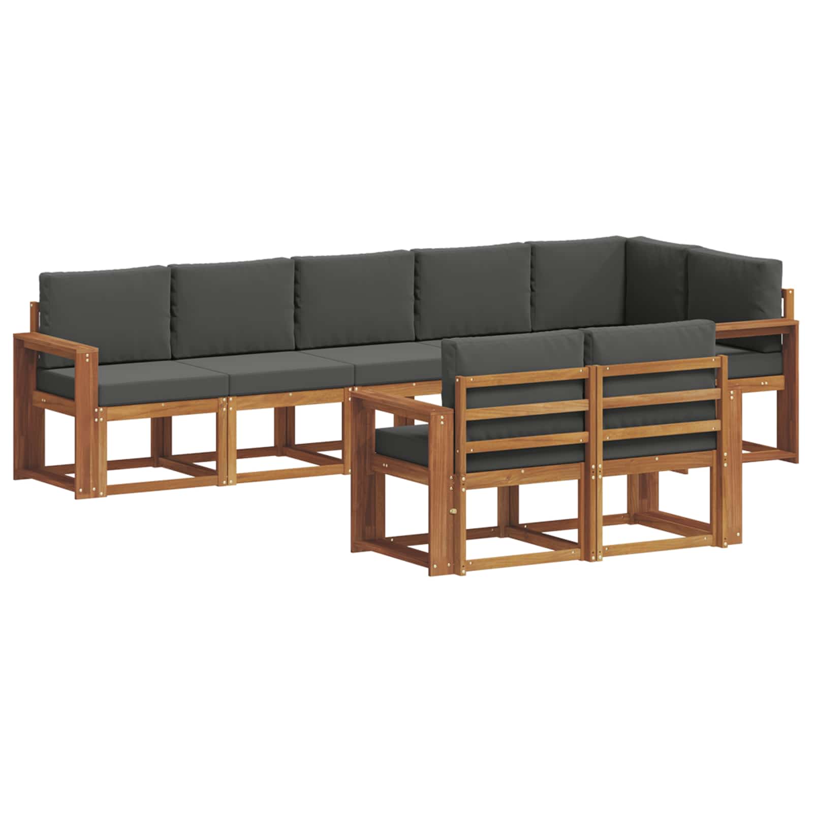 Σειρά Καναπέ Εξωτερικού με μαξιλάρι 8 pcs Φυσικό και Ανθρακί - Pakobazaar
