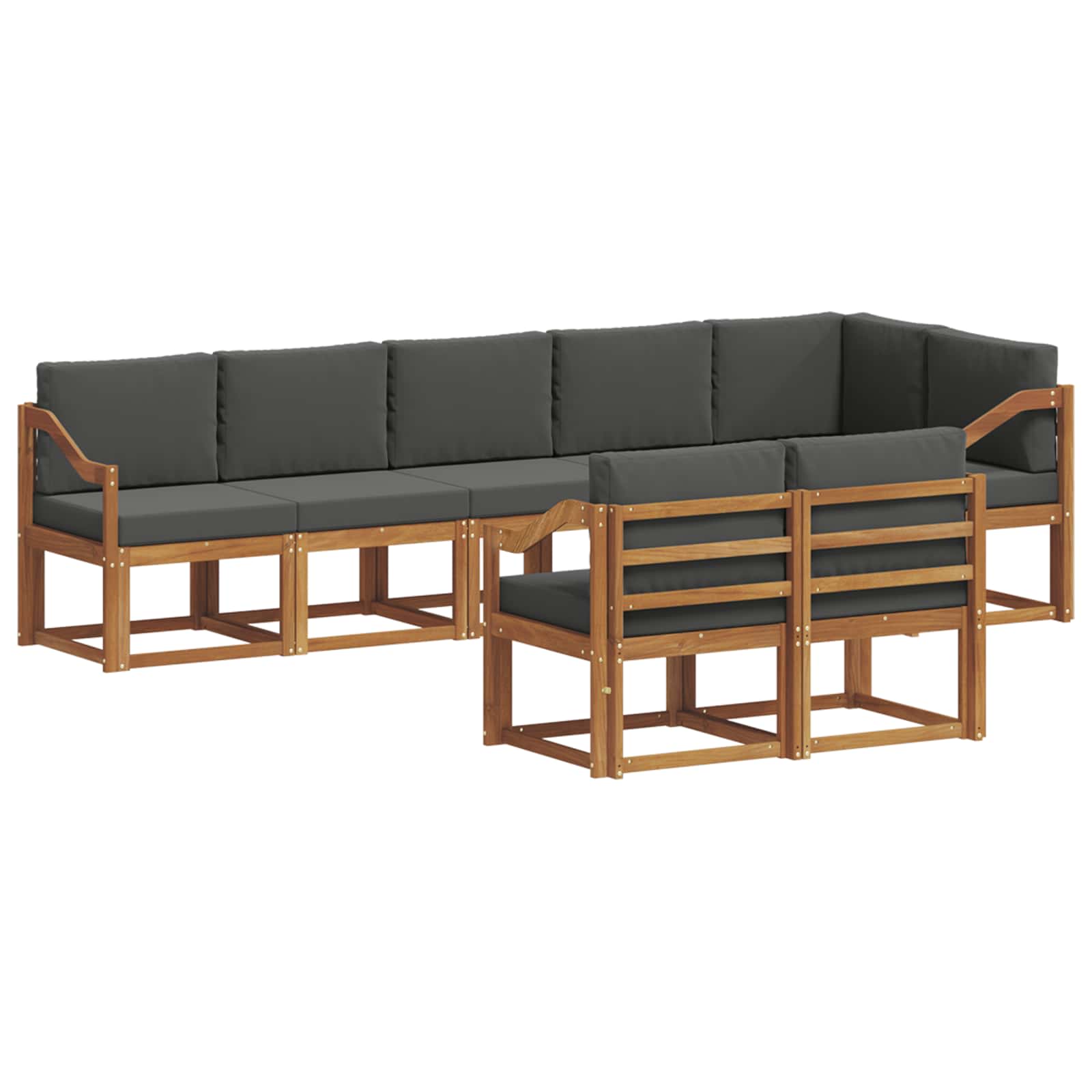 Σειρά Καναπέ Εξωτερικού με μαξιλάρι 8 pcs Φυσικό και Ανθρακί - Pakobazaar