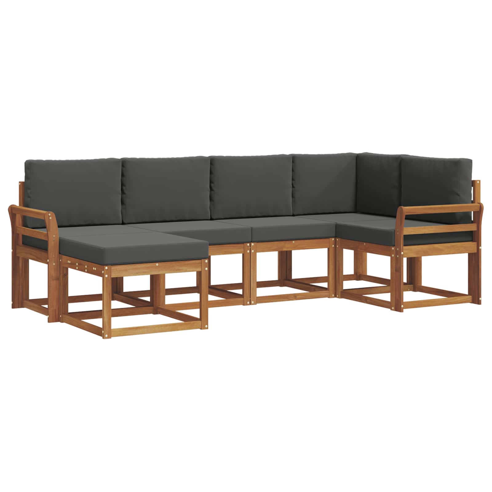Σειρά Καναπέ Εξωτερικού με μαξιλάρι 6 pcs Φυσικό και Ανθρακί - Pakobazaar