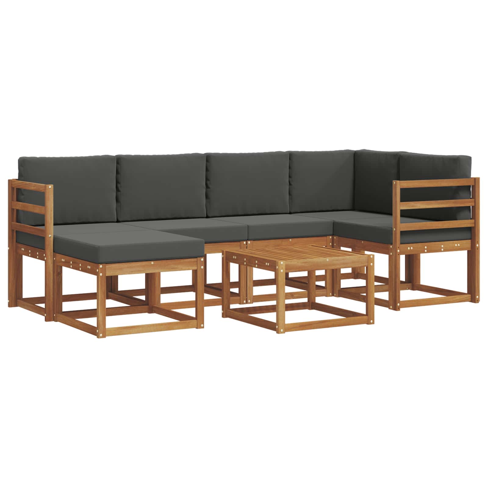 Σειρά Καναπέ Εξωτερικού με μαξιλάρι 7 pcs Φυσικό και Ανθρακί - Pakobazaar
