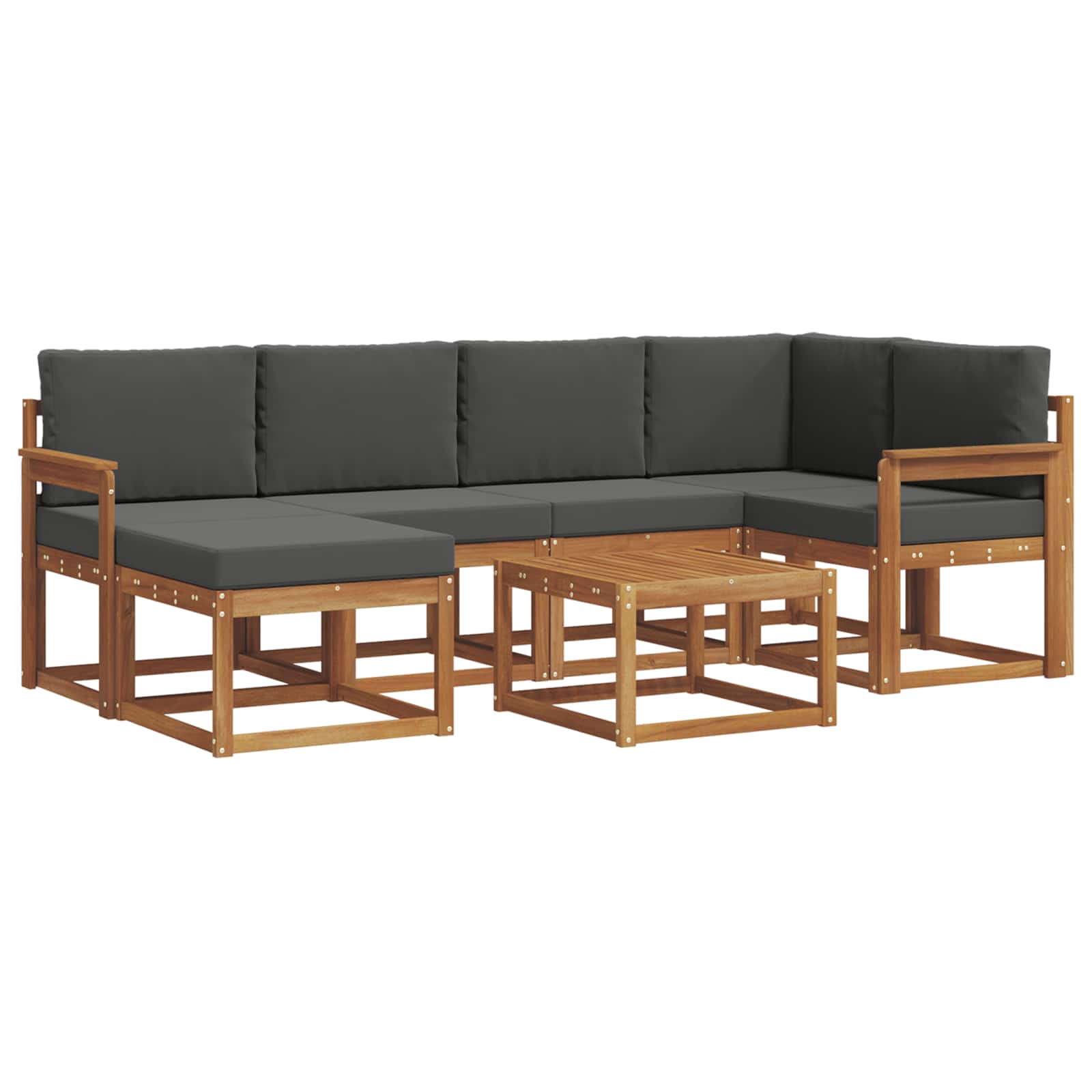 Σειρά Καναπέ Εξωτερικού με μαξιλάρι 7 pcs Φυσικό και Ανθρακί - Pakobazaar