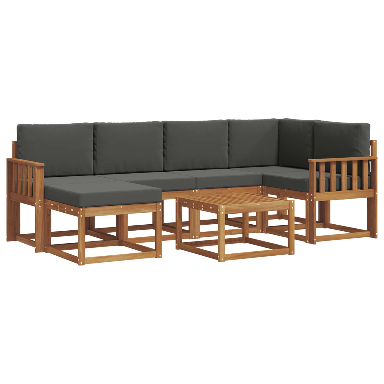Σειρά Καναπέ Εξωτερικού με μαξιλάρι 7 pcs Φυσικό και Ανθρακί - Pakobazaar