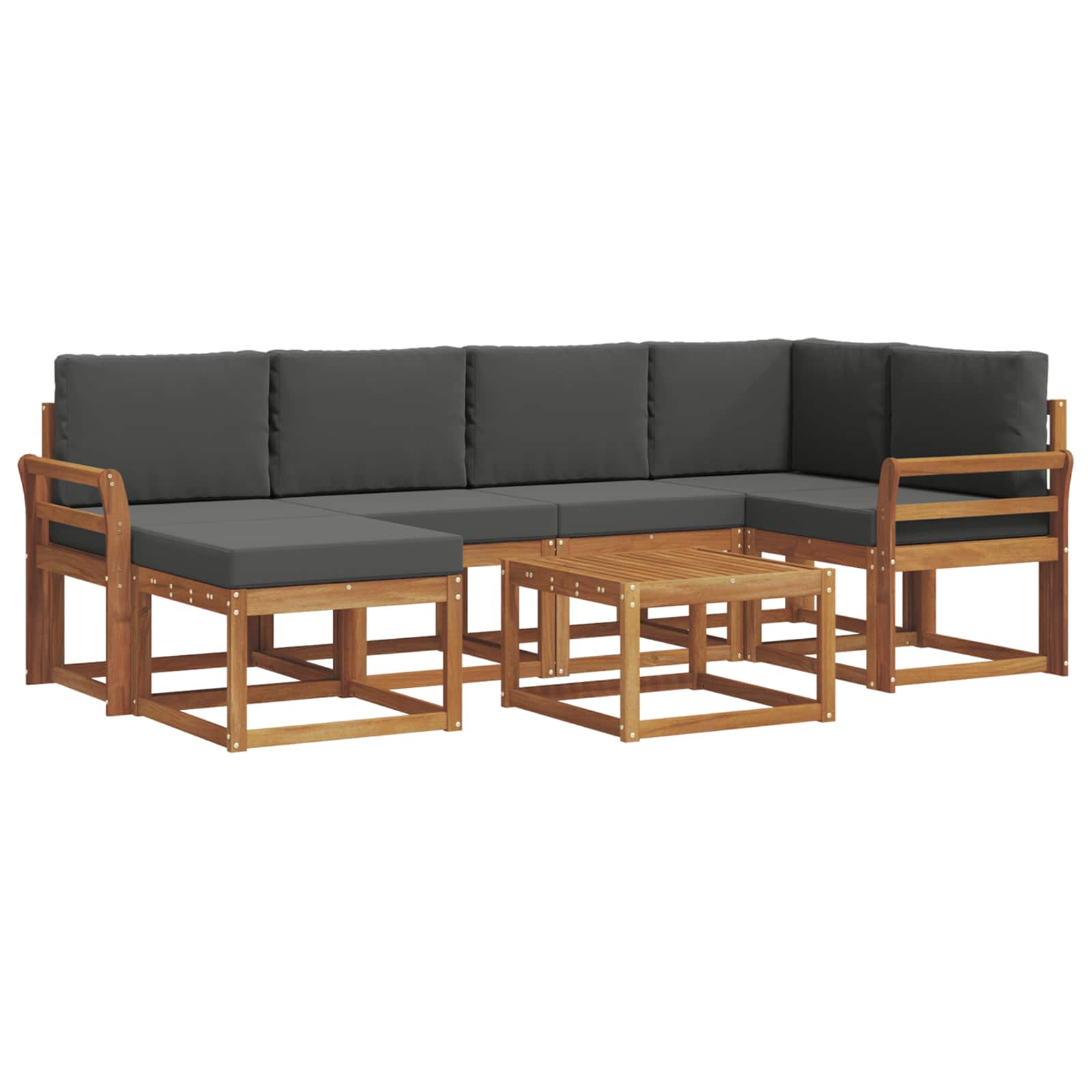 Σειρά Καναπέ Εξωτερικού με μαξιλάρι 7 pcs Φυσικό και Ανθρακί - Pakobazaar