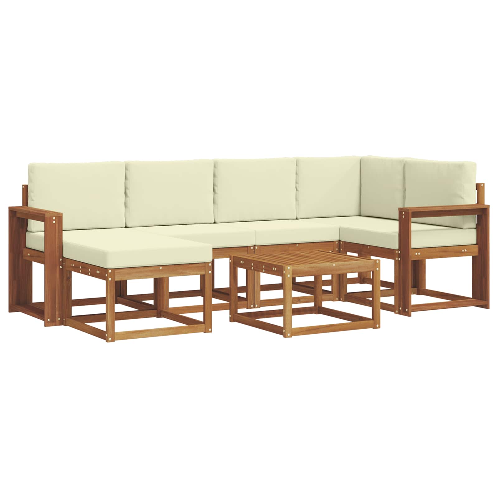 Σειρά Καναπέ Εξωτερικού με μαξιλάρι 7 pcs Φυσικό και Κρέμα - Pakobazaar