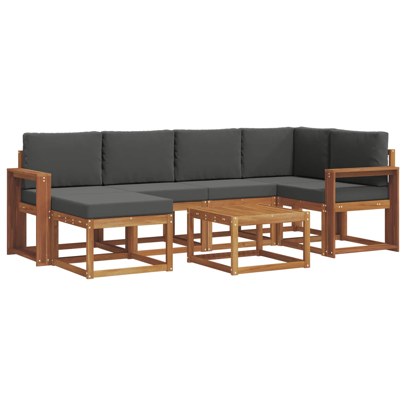 Σειρά Καναπέ Εξωτερικού με μαξιλάρι 7 pcs Φυσικό και Ανθρακί - Pakobazaar