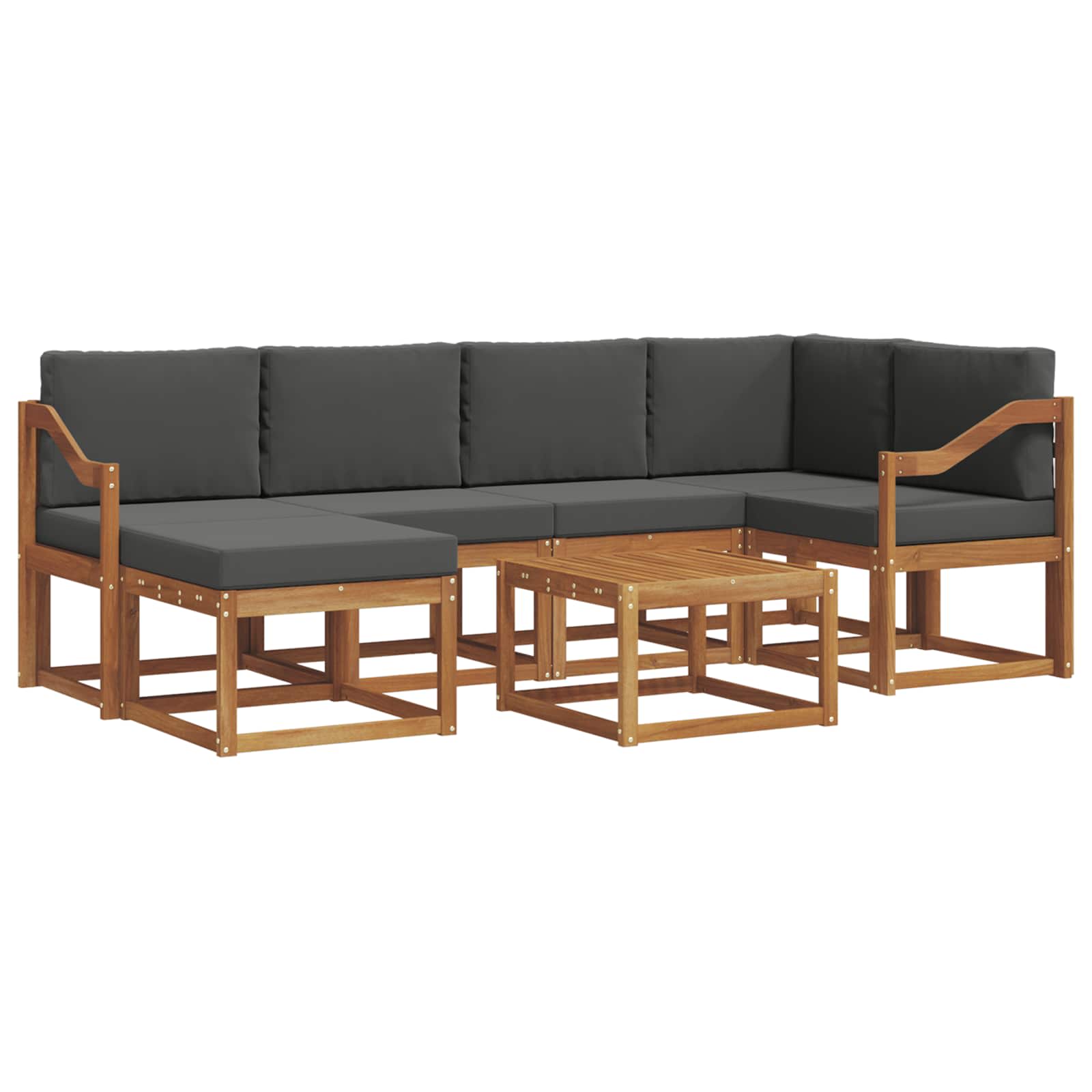 Σειρά Καναπέ Εξωτερικού με μαξιλάρι 7 pcs Φυσικό και Ανθρακί - Pakobazaar