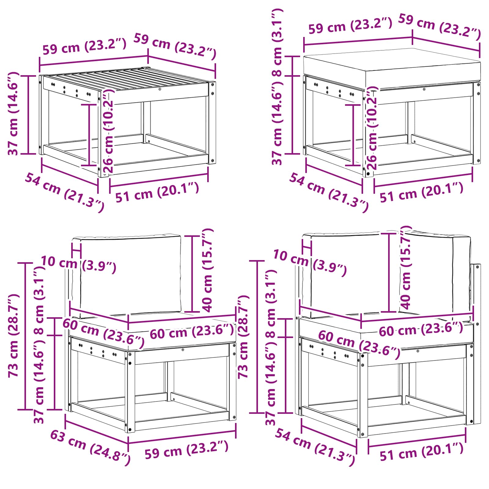 Σειρά Καναπέ Εξωτερικού με μαξιλάρι 7 pcs Φυσικό και Μπεζ - Pakobazaar