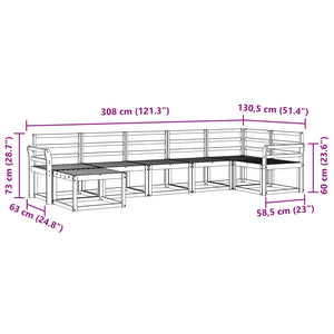 Σειρά Καναπέ Εξωτερικού 7 pcs Φυσικό Στερεό Ξύλο Ακακίας - Pakobazaar