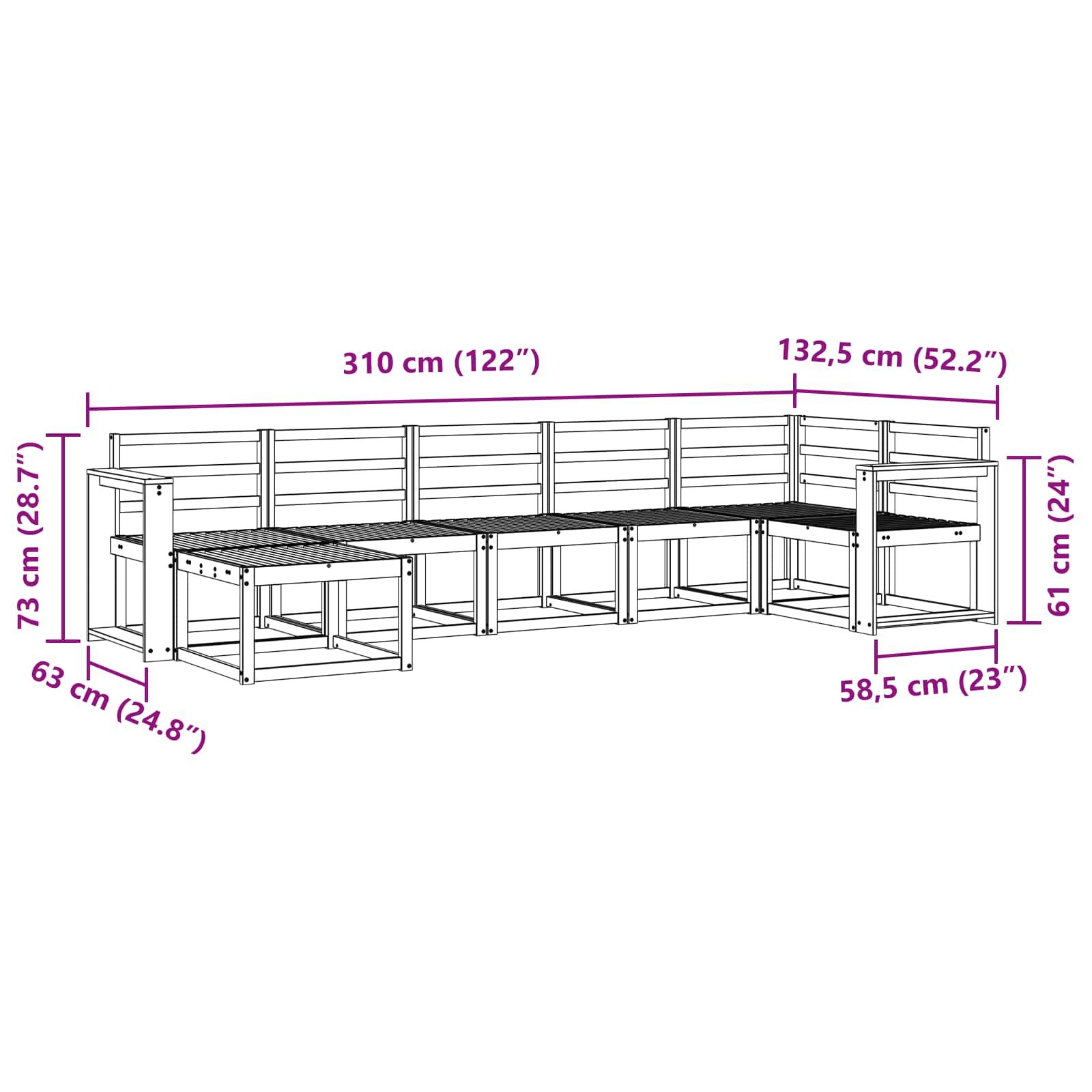 Σειρά Καναπέ Εξωτερικού 7 pcs Φυσικό Στερεό Ξύλο Ακακίας - Pakobazaar