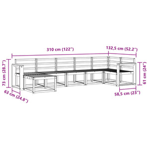 Σειρά Καναπέ Εξωτερικού 7 pcs Φυσικό Στερεό Ξύλο Ακακίας - Pakobazaar