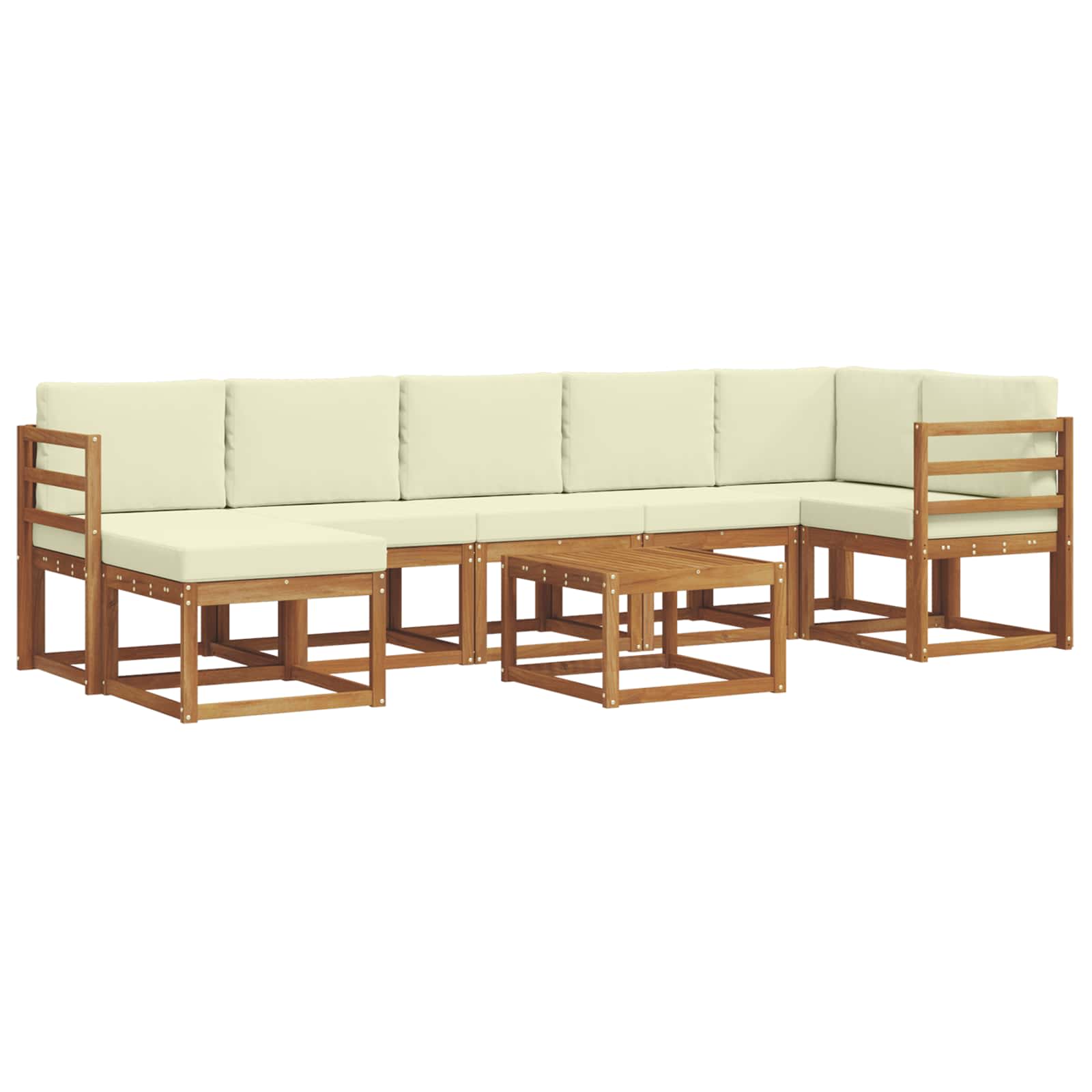 Σειρά Καναπέ Εξωτερικού με μαξιλάρι 8 pcs Φυσικό και Κρέμα - Pakobazaar