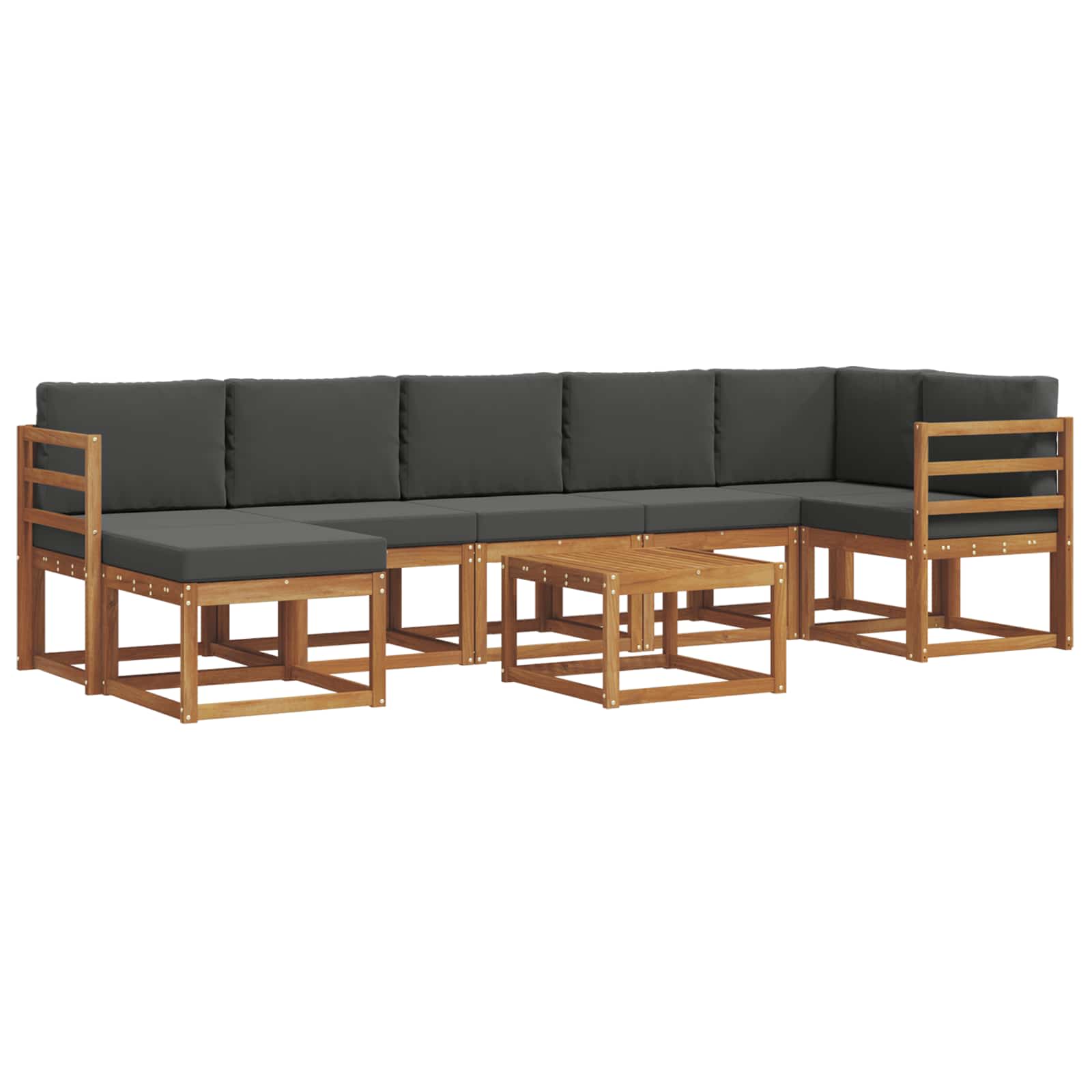 Σειρά Καναπέ Εξωτερικού με μαξιλάρι 8 pcs Φυσικό και Ανθρακί - Pakobazaar