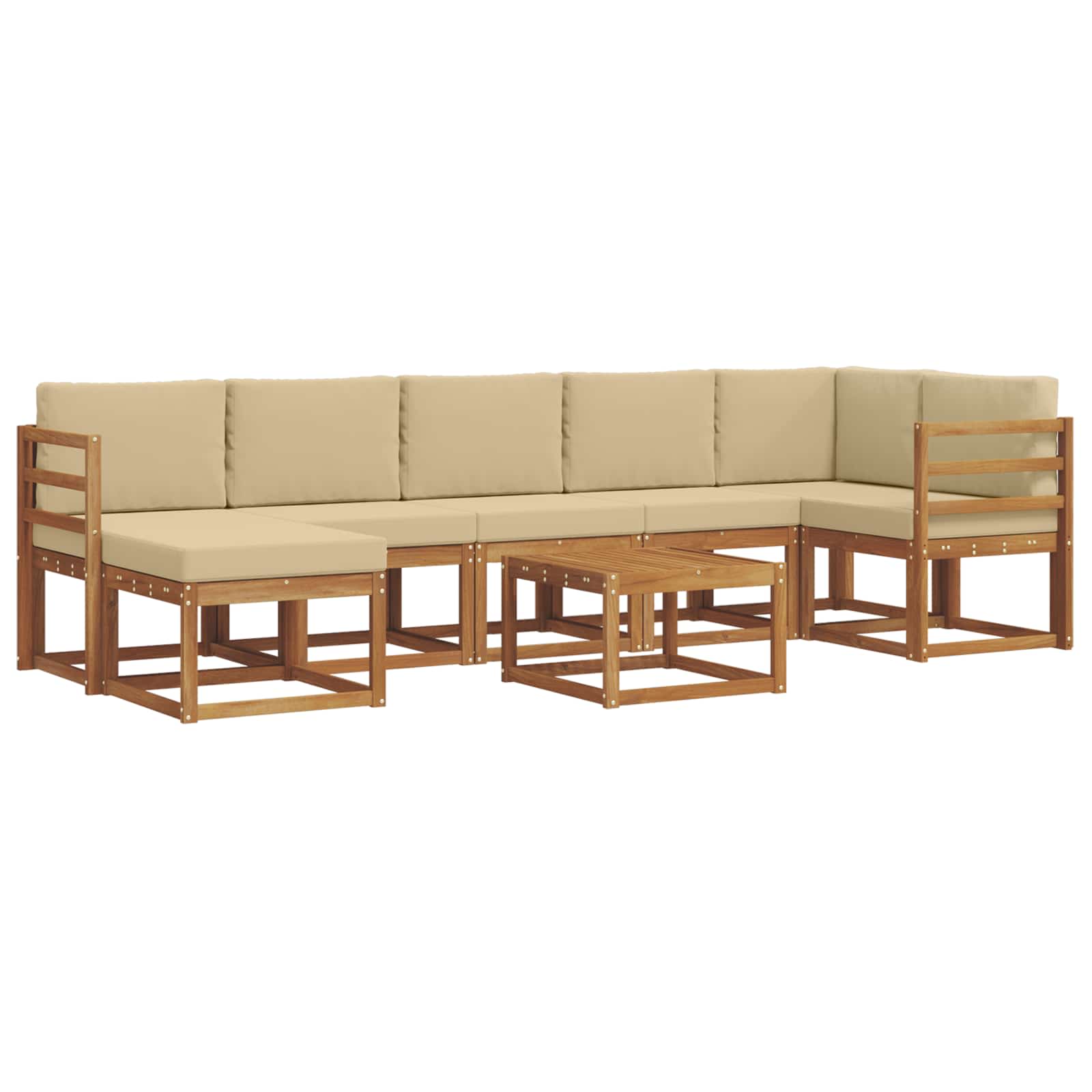 Σειρά Καναπέ Εξωτερικού με μαξιλάρι 8 pcs Φυσικό και Μπεζ - Pakobazaar