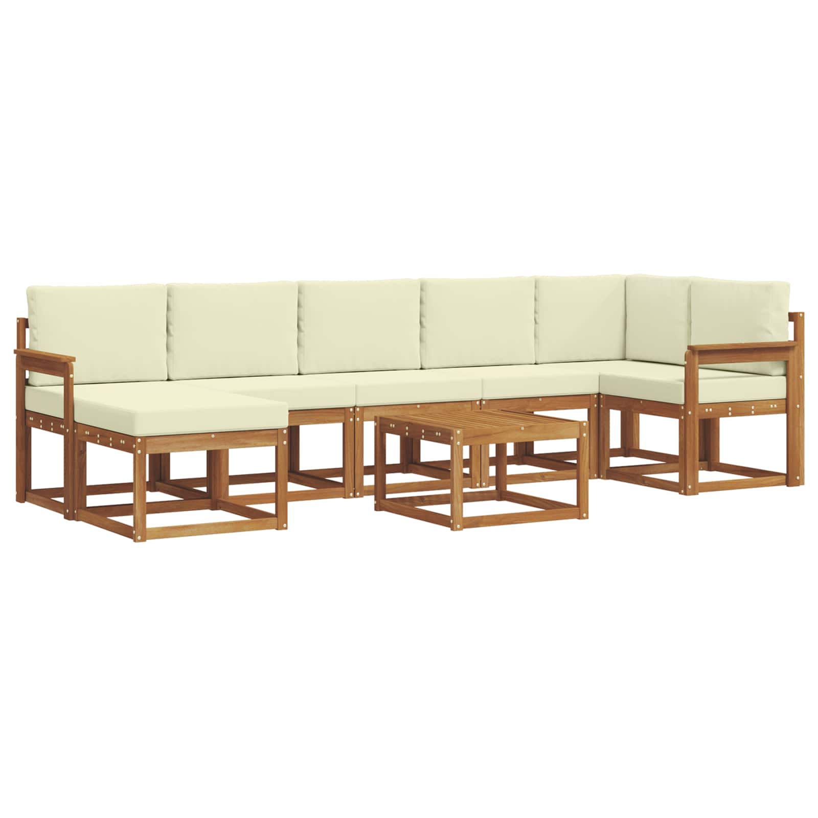 Σειρά Καναπέ Εξωτερικού με μαξιλάρι 8 pcs Φυσικό και Κρέμα - Pakobazaar