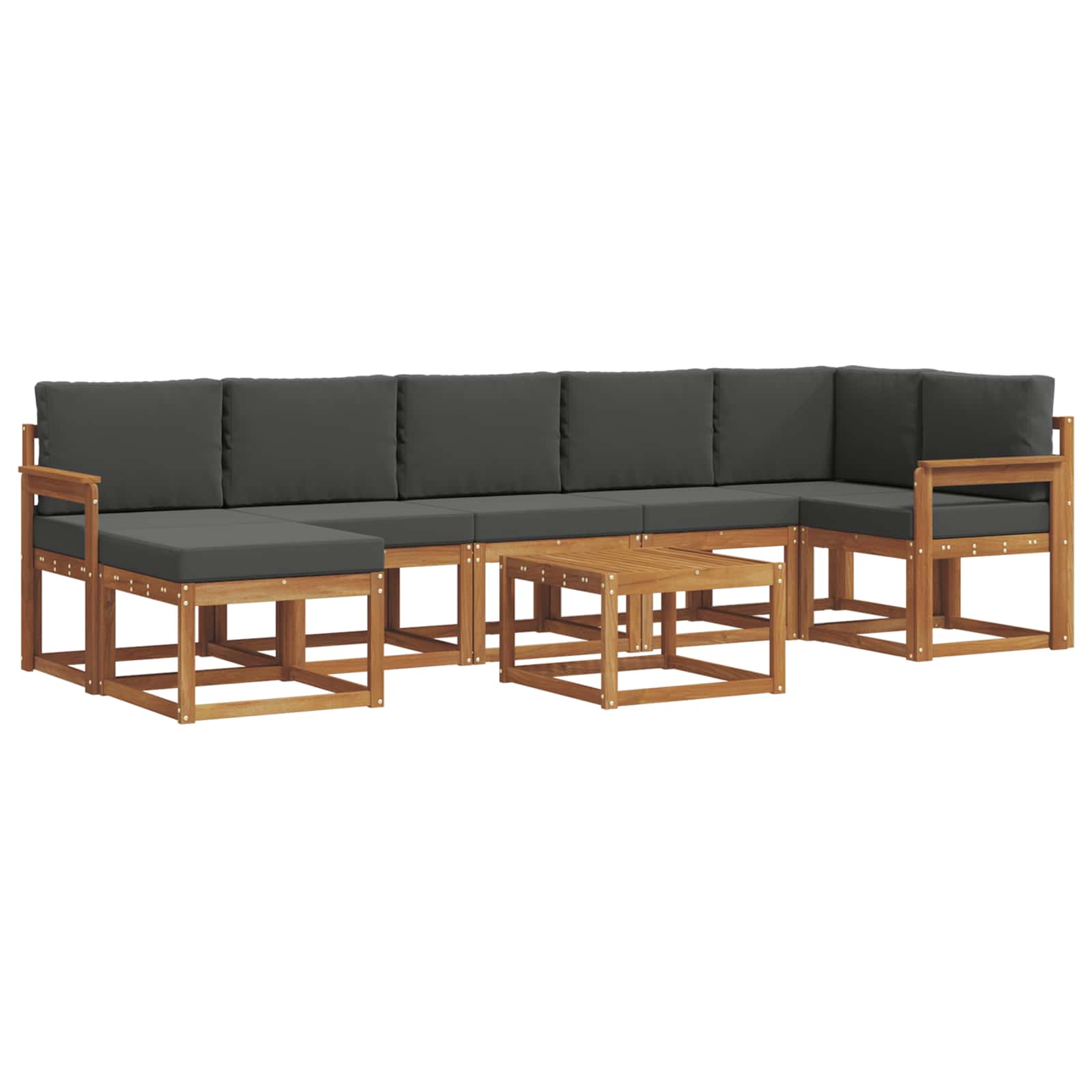 Σειρά Καναπέ Εξωτερικού με μαξιλάρι 8 pcs Φυσικό και Ανθρακί - Pakobazaar