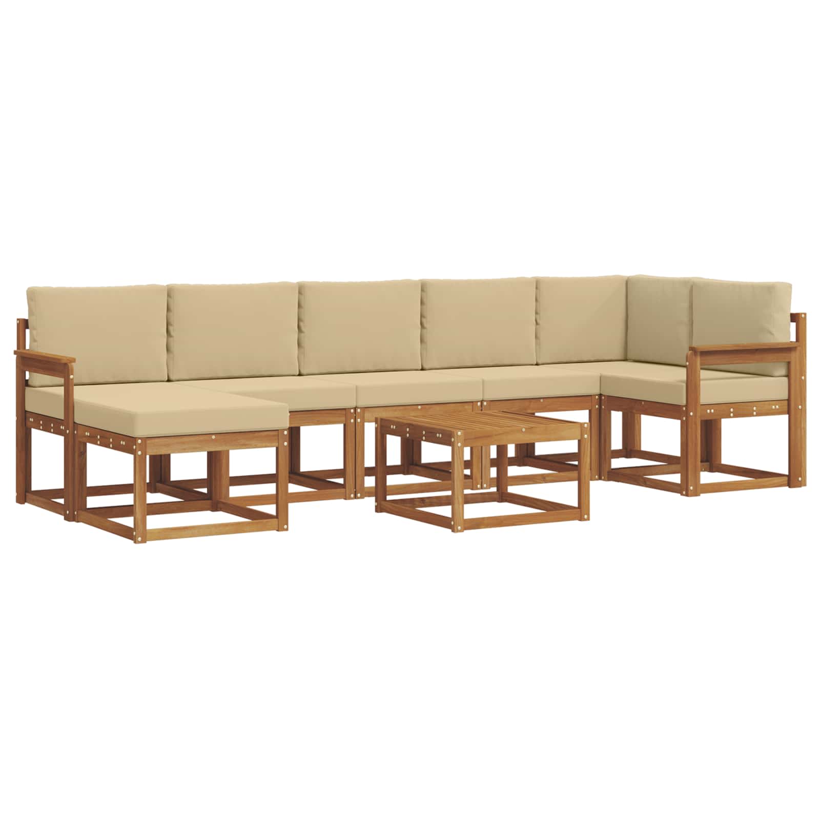 Σειρά Καναπέ Εξωτερικού με μαξιλάρι 8 pcs Φυσικό και Μπεζ - Pakobazaar
