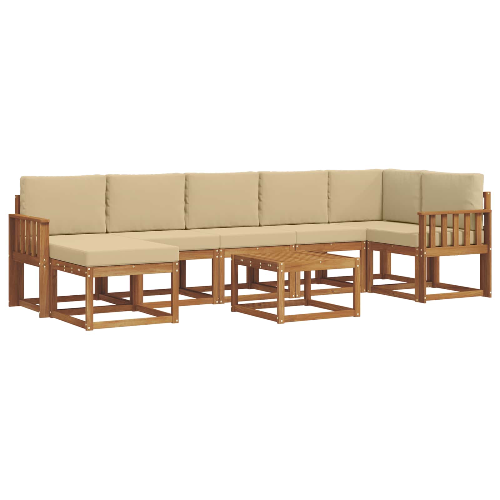 Σειρά Καναπέ Εξωτερικού με μαξιλάρι 8 pcs Φυσικό και Μπεζ - Pakobazaar