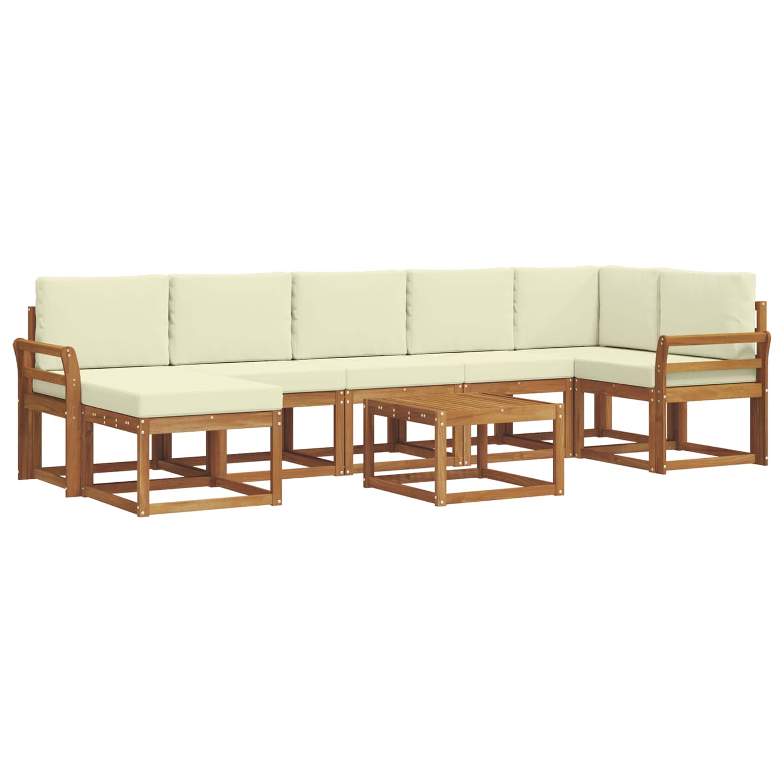 Σειρά Καναπέ Εξωτερικού με μαξιλάρι 8 pcs Φυσικό και Κρέμα - Pakobazaar