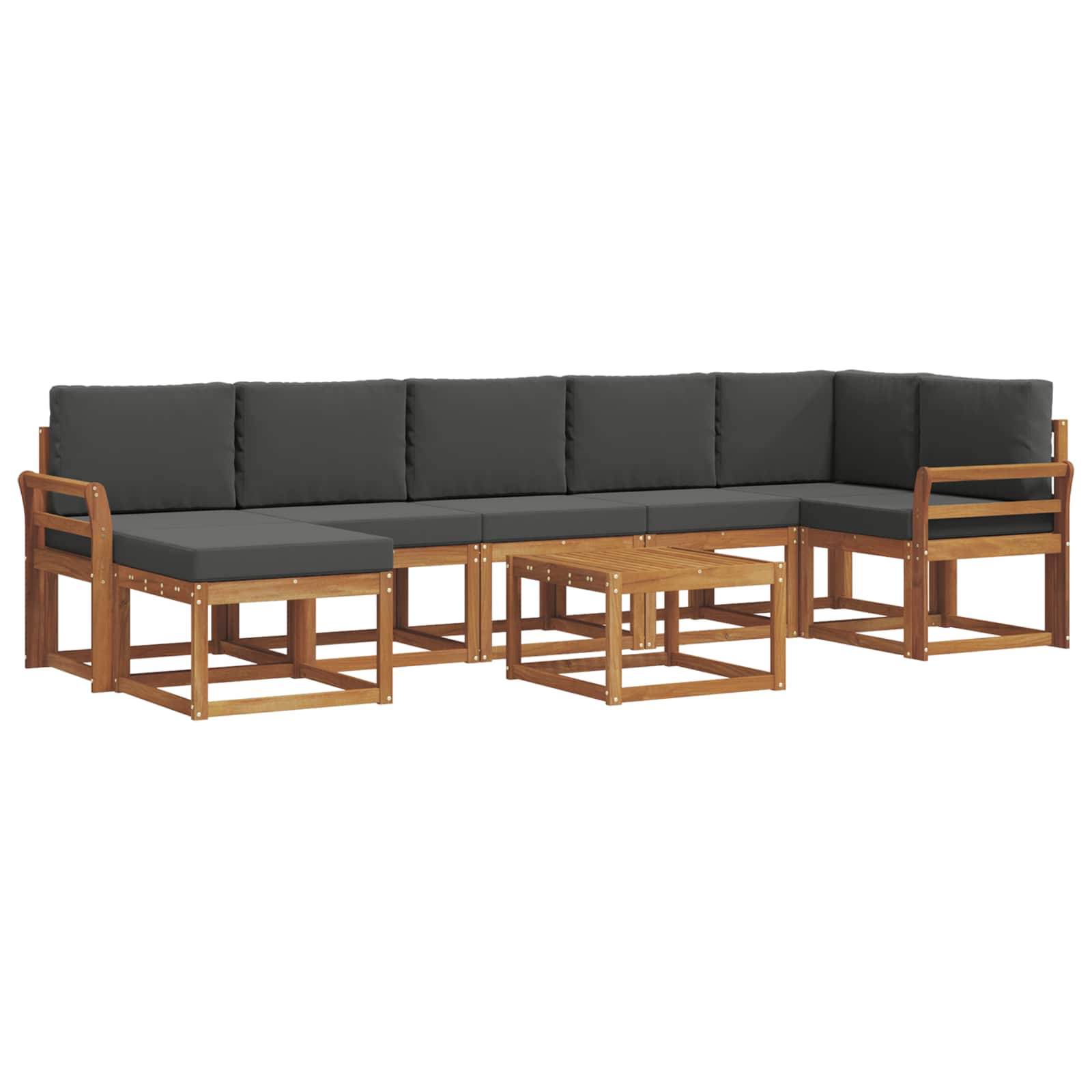 Σειρά Καναπέ Εξωτερικού με μαξιλάρι 8 pcs Φυσικό και Ανθρακί - Pakobazaar