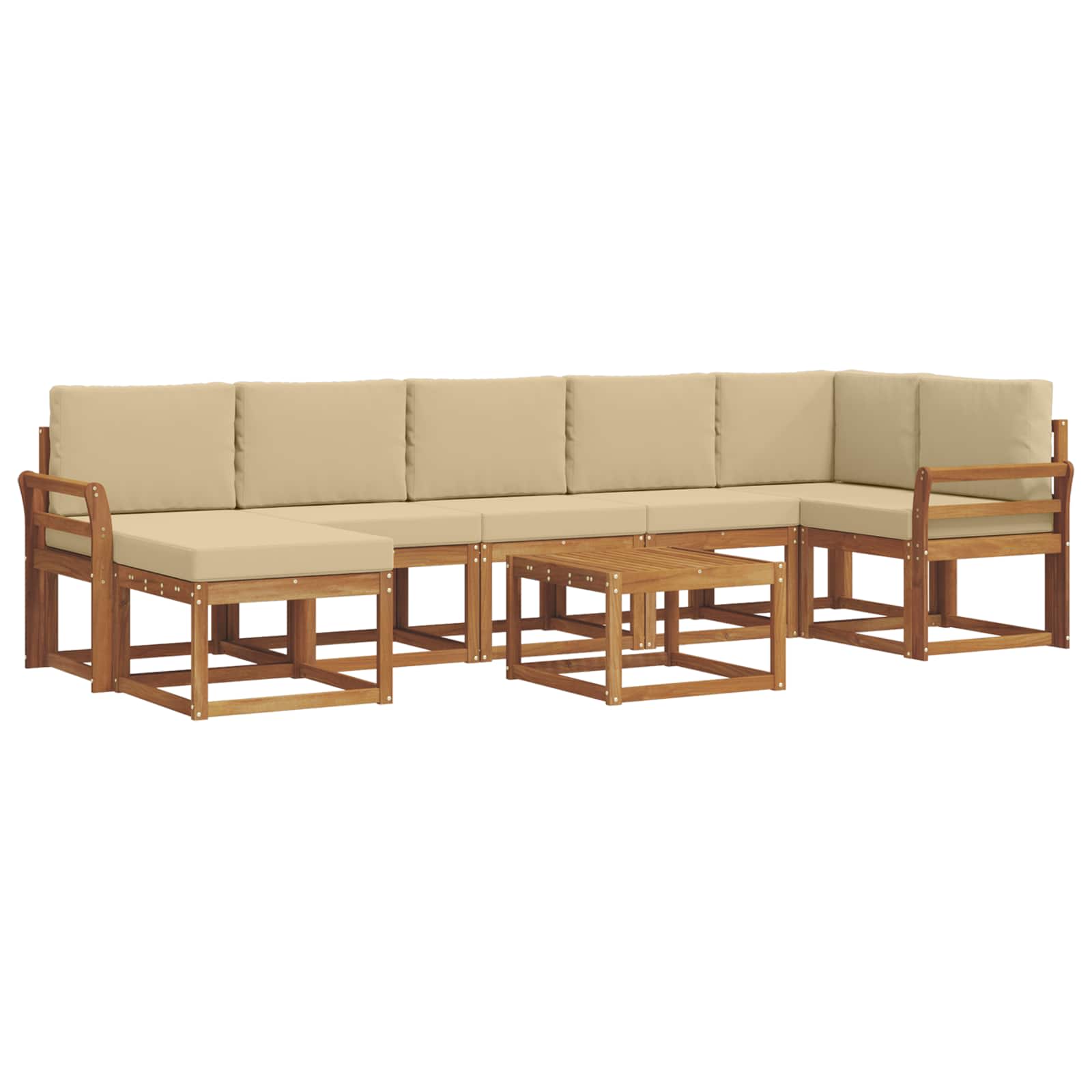 Σειρά Καναπέ Εξωτερικού με μαξιλάρι 8 pcs Φυσικό και Μπεζ - Pakobazaar