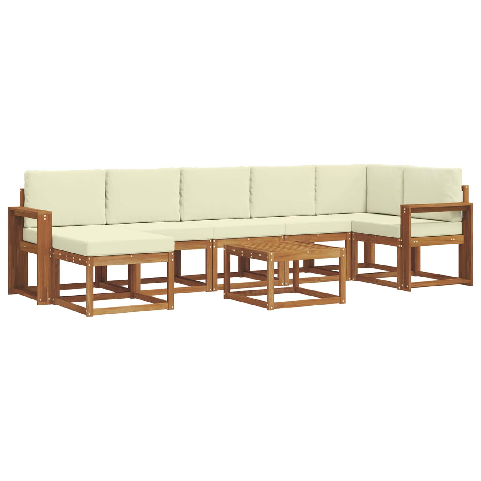 Σειρά Καναπέ Εξωτερικού με μαξιλάρι 8 pcs Φυσικό και Κρέμα - Pakobazaar