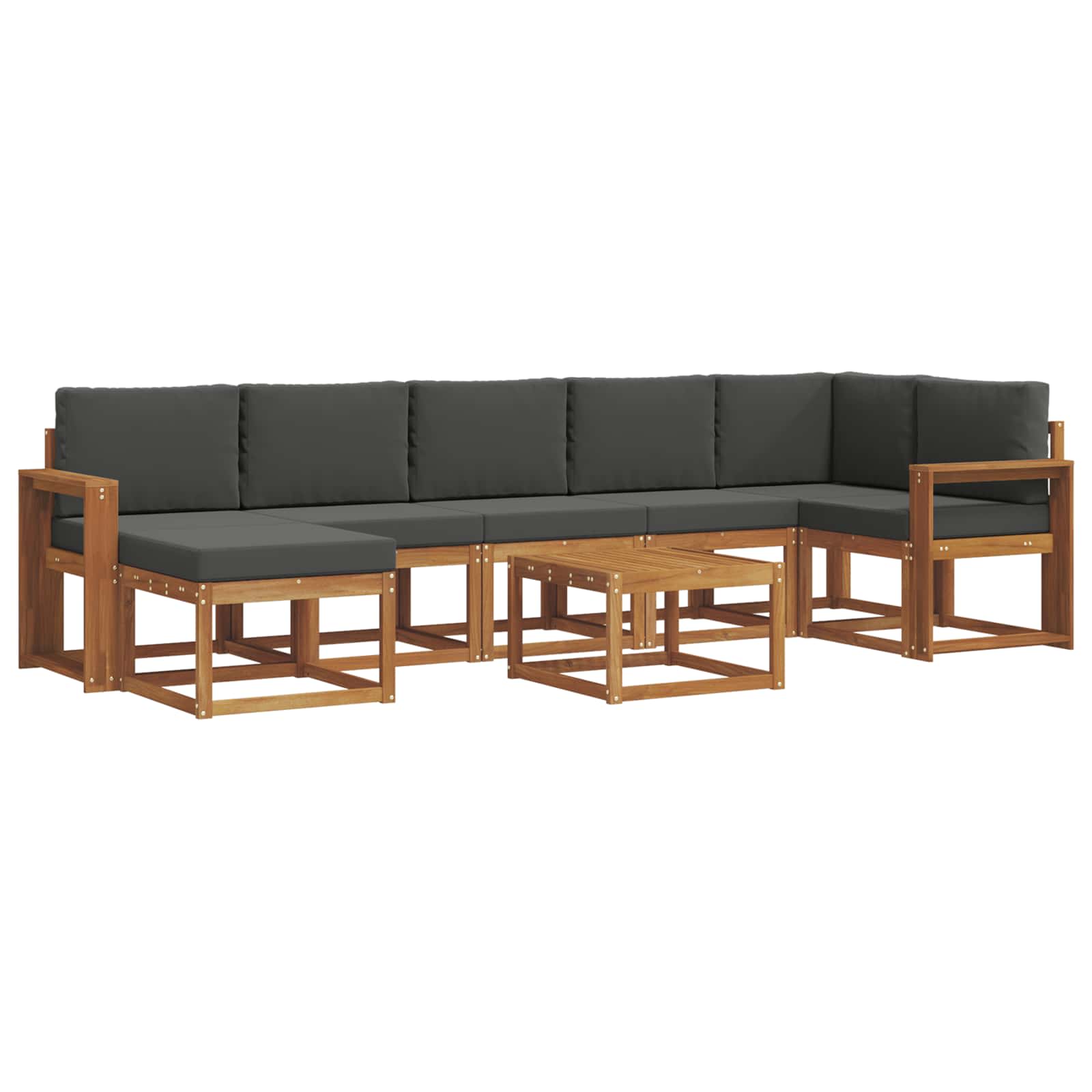 Σειρά Καναπέ Εξωτερικού με μαξιλάρι 8 pcs Φυσικό και Ανθρακί - Pakobazaar