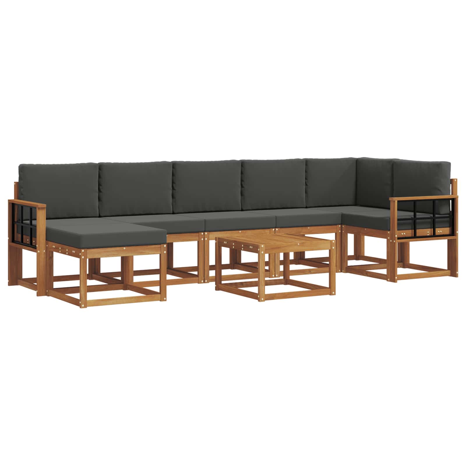Σειρά Καναπέ Εξωτερικού με μαξιλάρι 8 pcs Φυσικό και Ανθρακί - Pakobazaar