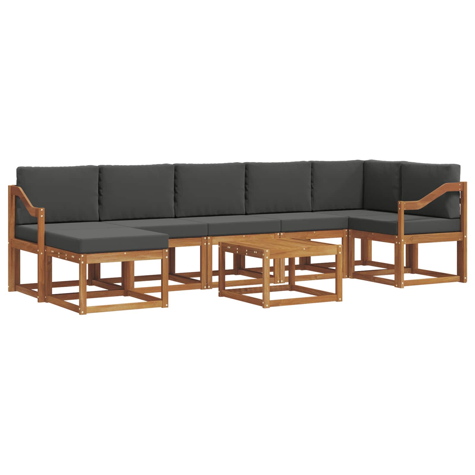 Σειρά Καναπέ Εξωτερικού με μαξιλάρι 8 pcs Φυσικό και Ανθρακί - Pakobazaar