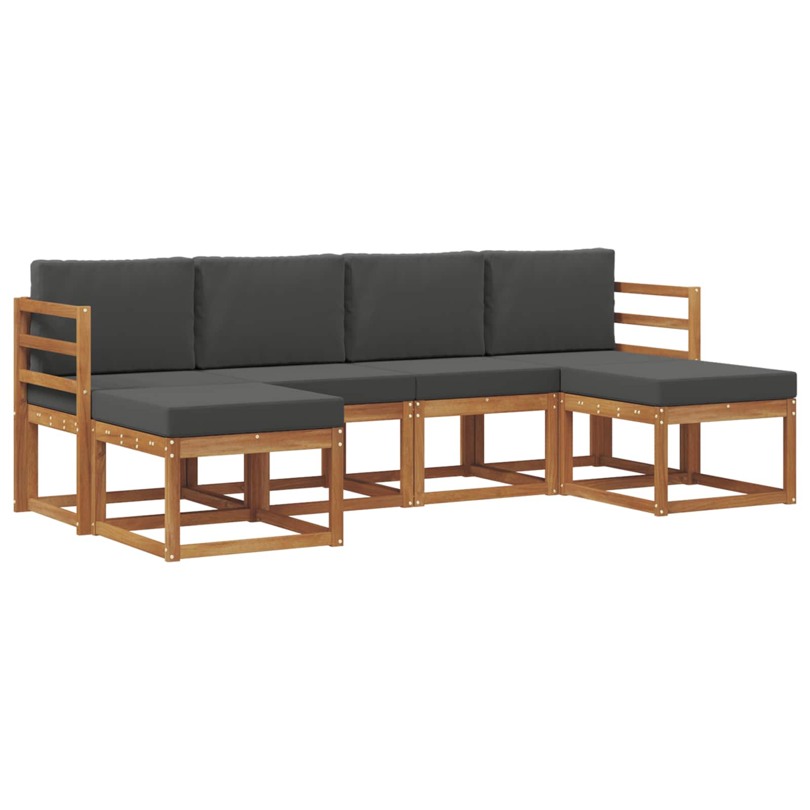 Σειρά Καναπέ Εξωτερικού με μαξιλάρι 6 pcs Φυσικό και Ανθρακί - Pakobazaar