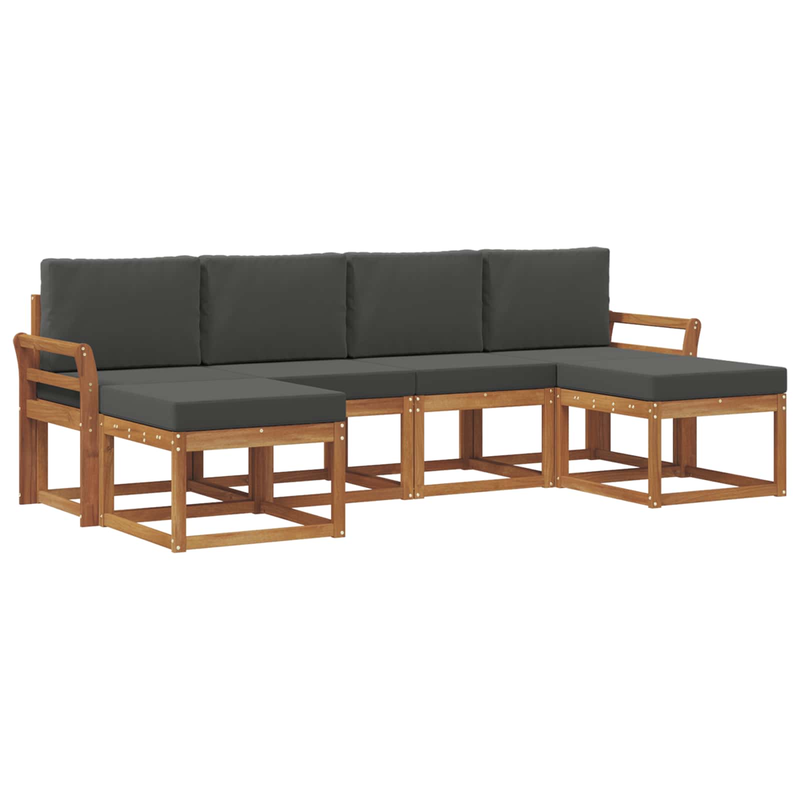 Σειρά Καναπέ Εξωτερικού με μαξιλάρι 6 pcs Φυσικό και Ανθρακί - Pakobazaar