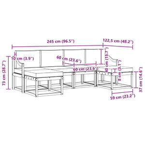 Σειρά Καναπέ Εξωτερικού με μαξιλάρι 6 pcs Φυσικό και Κρέμα - Pakobazaar