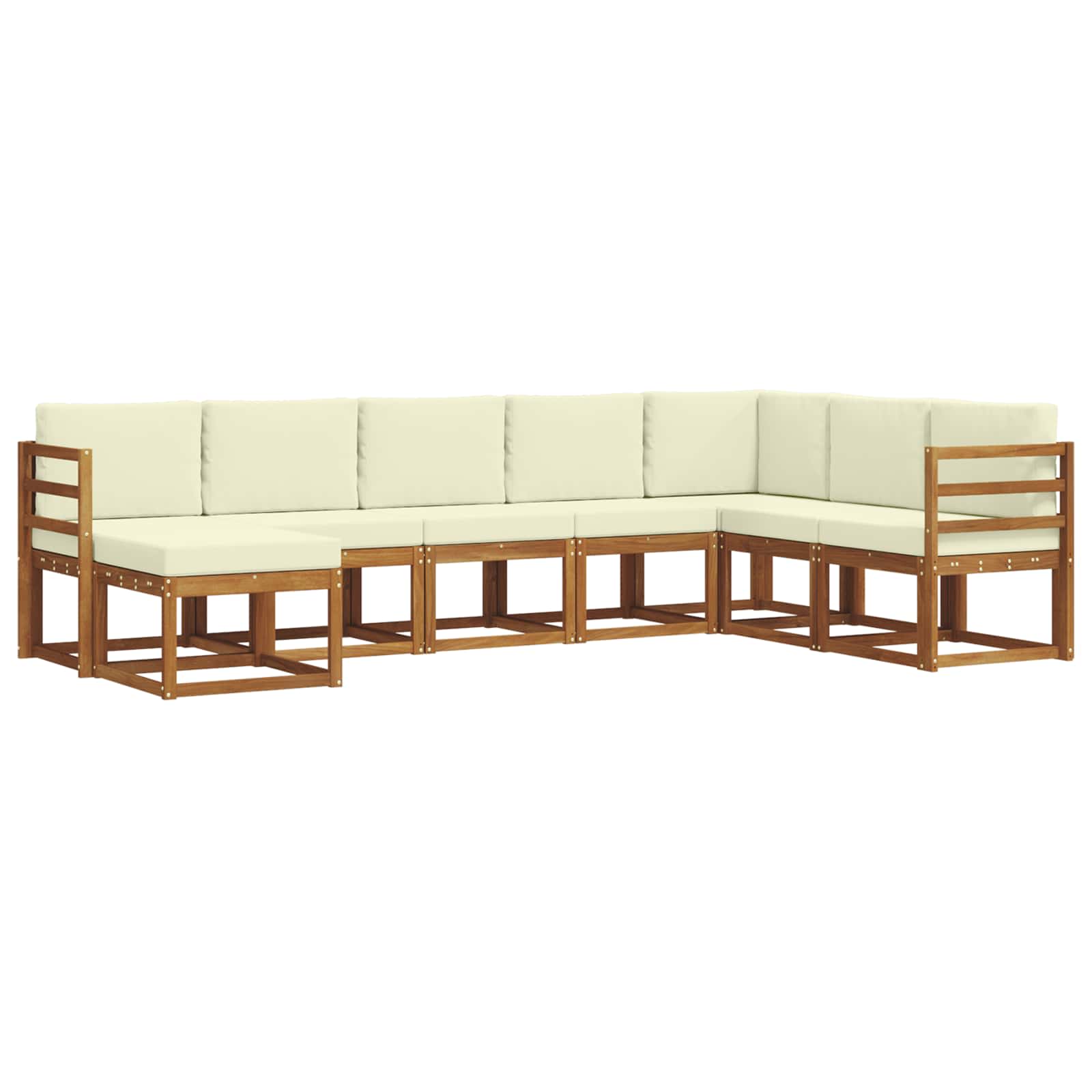 Σειρά Καναπέ Εξωτερικού με μαξιλάρι 8 pcs Φυσικό και Κρέμα - Pakobazaar