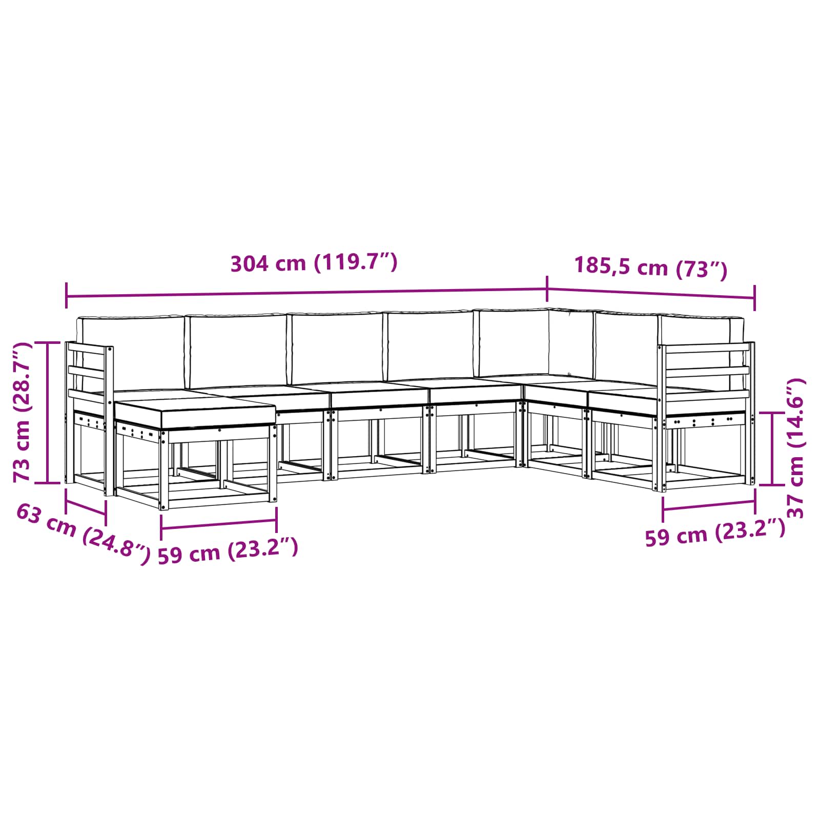 Σειρά Καναπέ Εξωτερικού 8 pcs Φυσικό και Ανοιχτό Γκρι - Pakobazaar