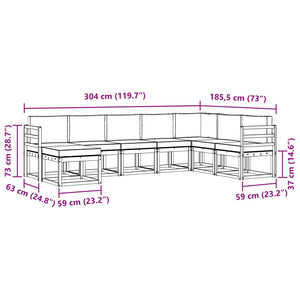 Σειρά Καναπέ Εξωτερικού 8 pcs Φυσικό και Ανοιχτό Γκρι - Pakobazaar