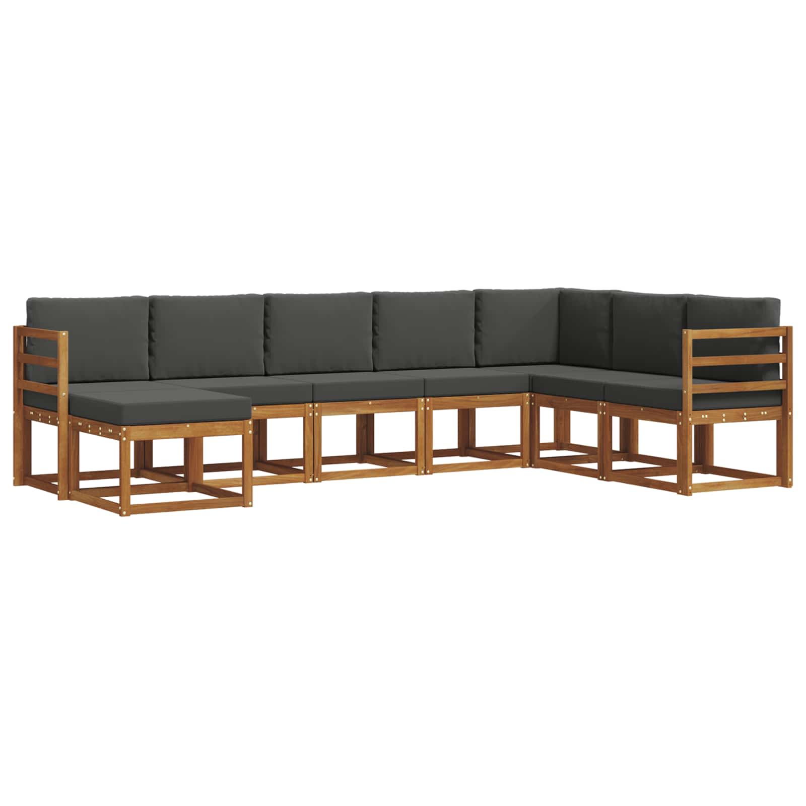 Σειρά Καναπέ Εξωτερικού με μαξιλάρι 8 pcs Φυσικό και Ανθρακί - Pakobazaar