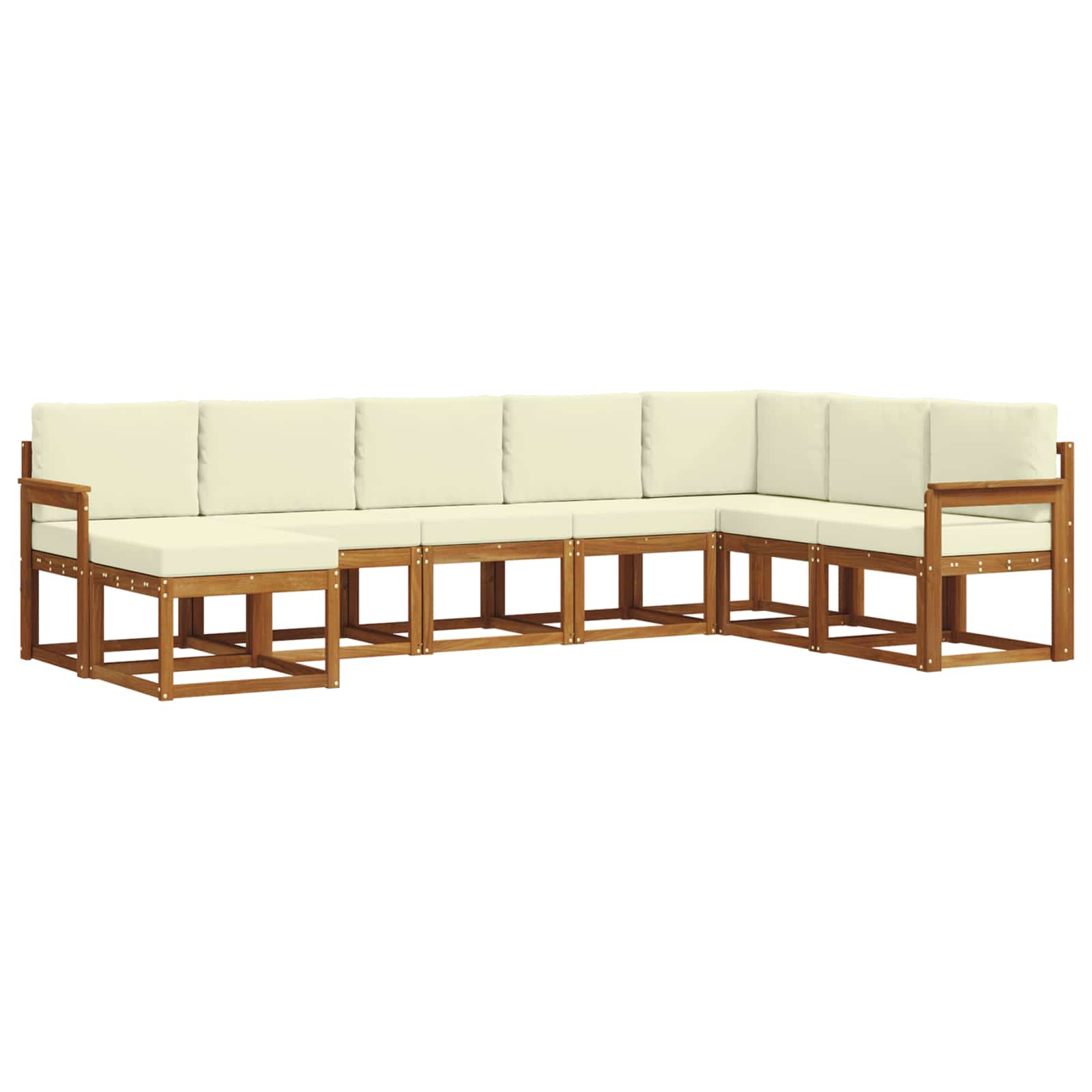 Σειρά Καναπέ Εξωτερικού με μαξιλάρι 8 pcs Φυσικό και Κρέμα - Pakobazaar