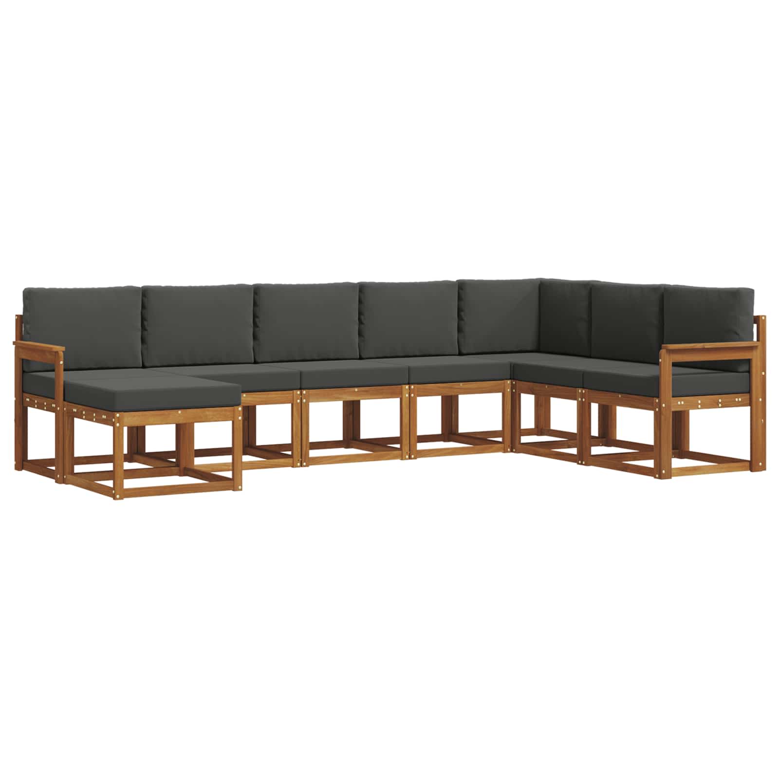 Σειρά Καναπέ Εξωτερικού με μαξιλάρι 8 pcs Φυσικό και Ανθρακί - Pakobazaar