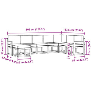 Σειρά Καναπέ Εξωτερικού με μαξιλάρι 8 pcs Φυσικό και Μπεζ - Pakobazaar