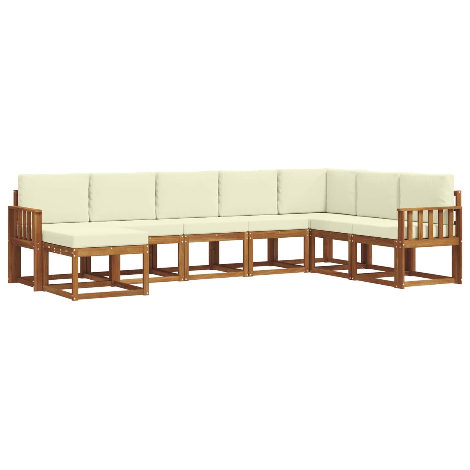 Σειρά Καναπέ Εξωτερικού με μαξιλάρι 8 pcs Φυσικό και Κρέμα - Pakobazaar