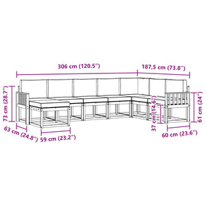 Σειρά Καναπέ Εξωτερικού 8 pcs Φυσικό και Ανοιχτό Γκρι - Pakobazaar