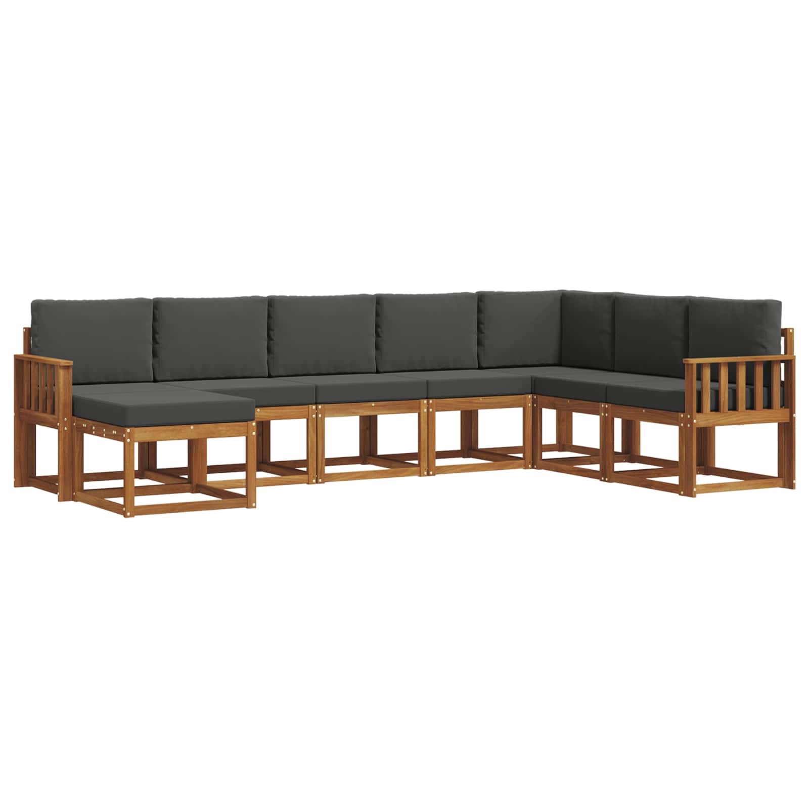 Σειρά Καναπέ Εξωτερικού με μαξιλάρι 8 pcs Φυσικό και Ανθρακί - Pakobazaar